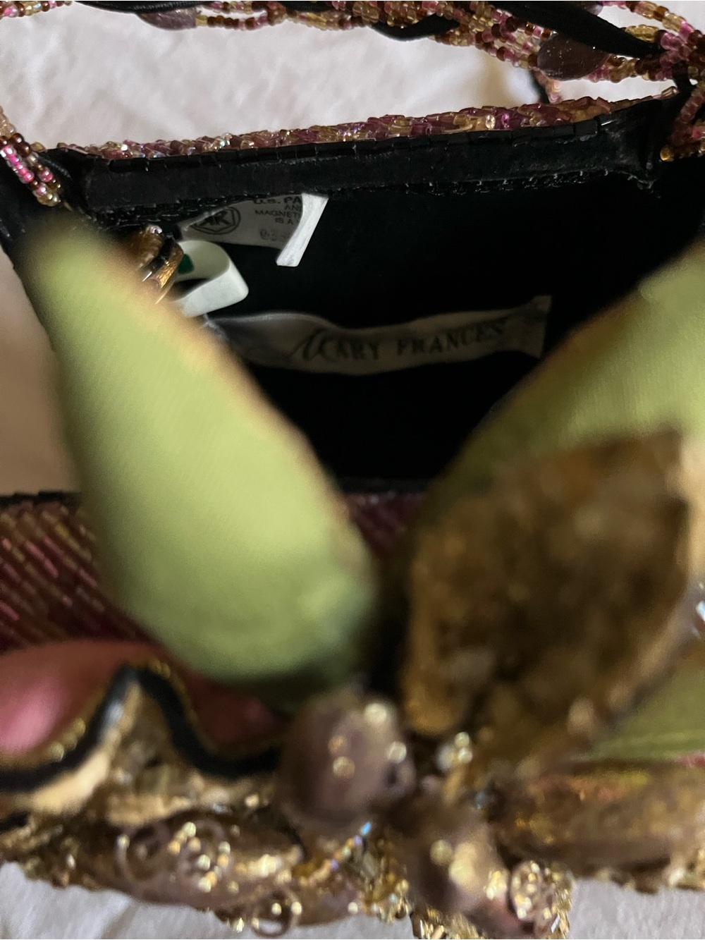 Mary Frances Pink, Green & Gold Beaded Floral Handbag - Picture 4 of 4